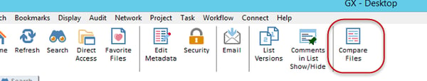 Compare files button in Worldox