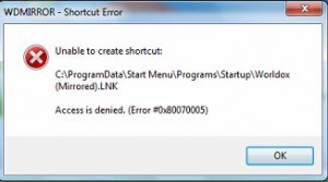 Error while installing Worldox on a workstation