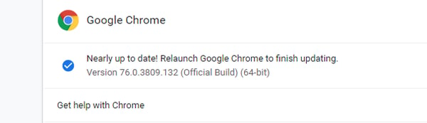 Google Chrome version ID window