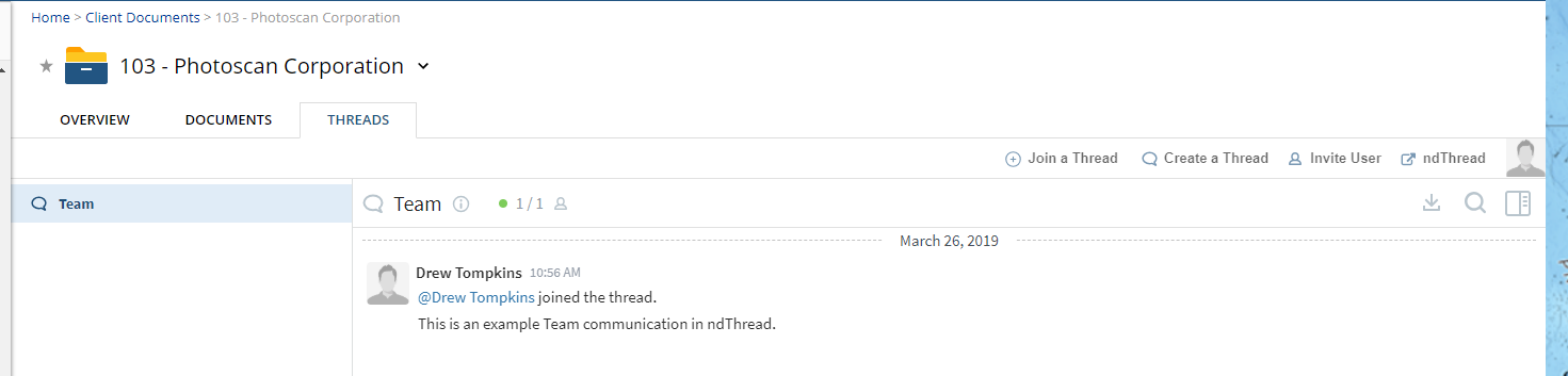 Securely stored and searchable threads in ndThread