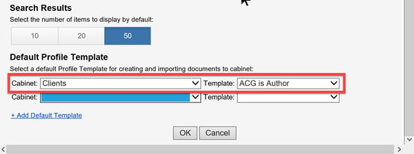 Select default cabinet when setting up default author in NetDocs