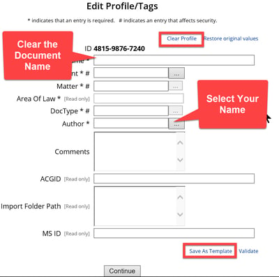 Select name for Author when setting up default author in NetDocs